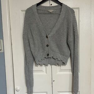 Ultra Flirt Gray V-Neck Cardigan